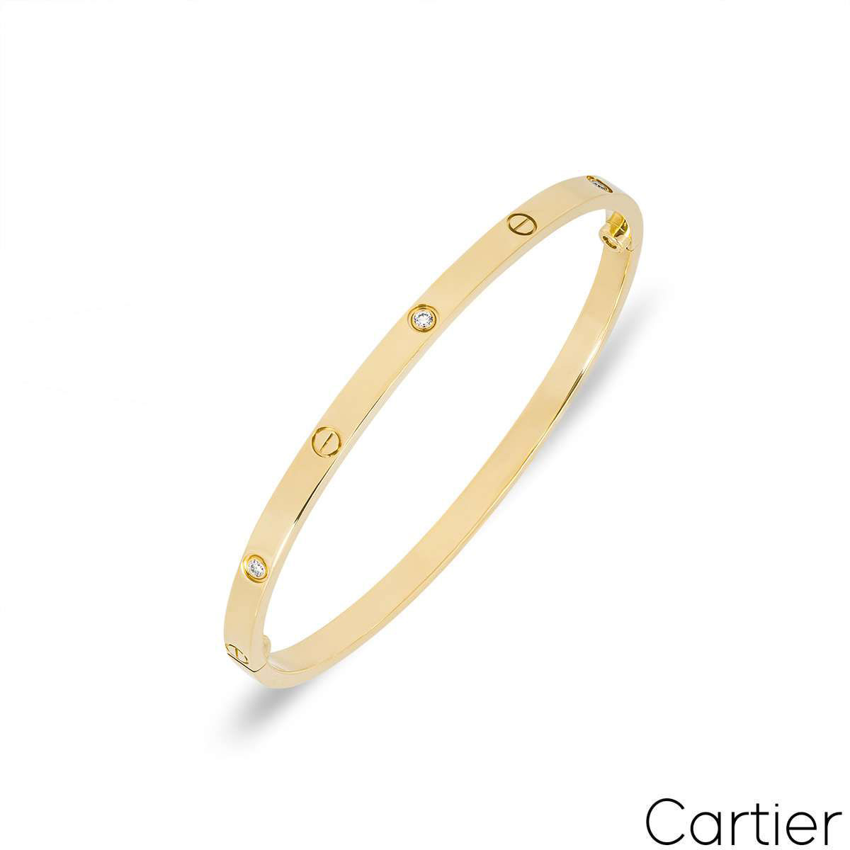 Cartier Yellow Gold Half Diamond SM Love Bracelet Size 17 B6047217